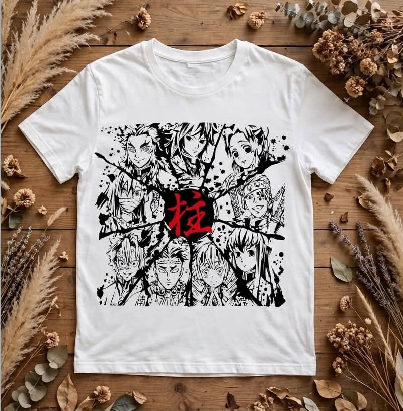 Playera Los Pilares Kimetsu No Yaiba 100% Algodón Cuello Redondo Manga Corta Premium Unisex Color Blanco