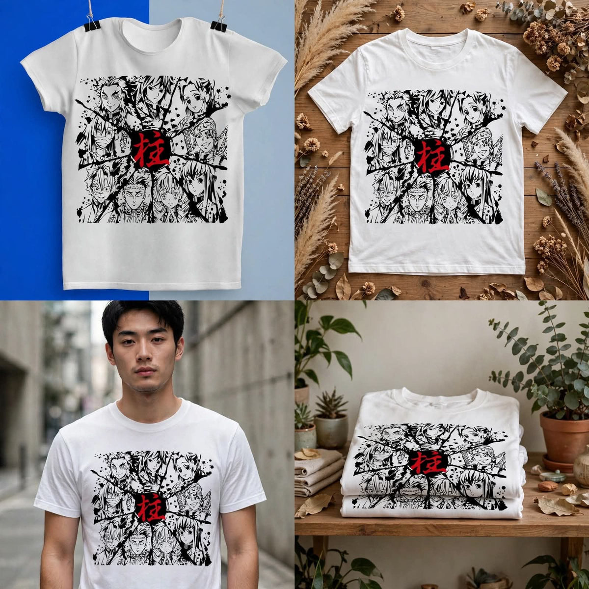 Playera Los Pilares Kimetsu No Yaiba 100% Algodón Cuello Redondo Manga Corta Premium Unisex Color Blanco