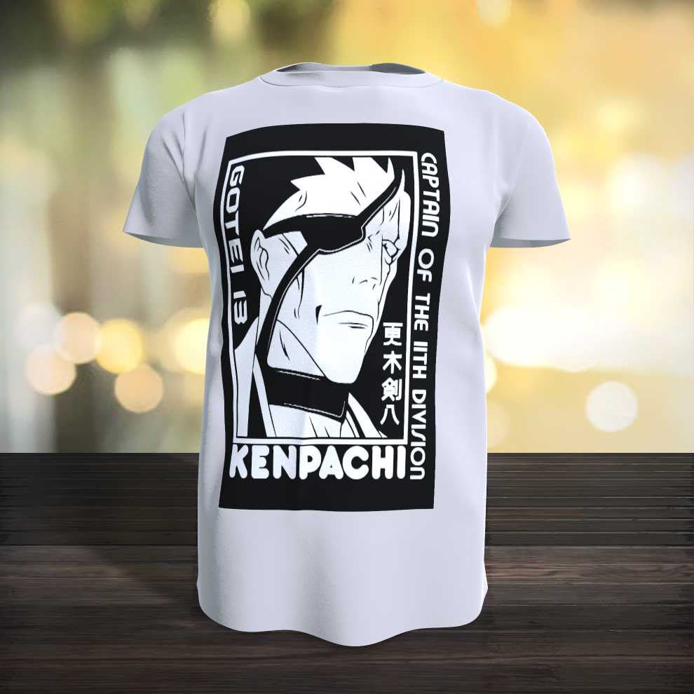 Playera Kenpachi Bleach 100% Algodón Cuello Redondo Manga Corta Premium Unisex Color Blanco