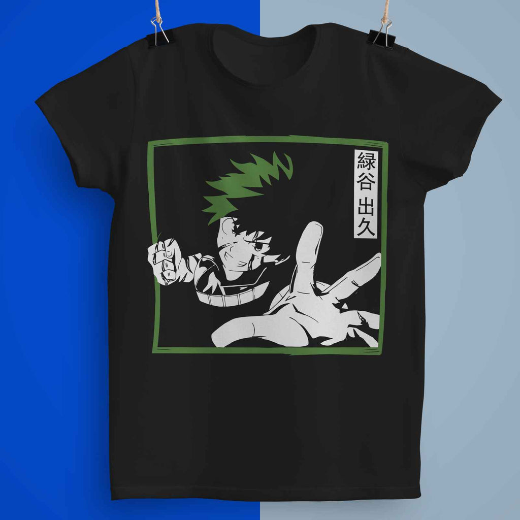 Playera Deku My Hero Academia 100% Algodón Cuello Redondo Manga Corta Premium Unisex Color Negro