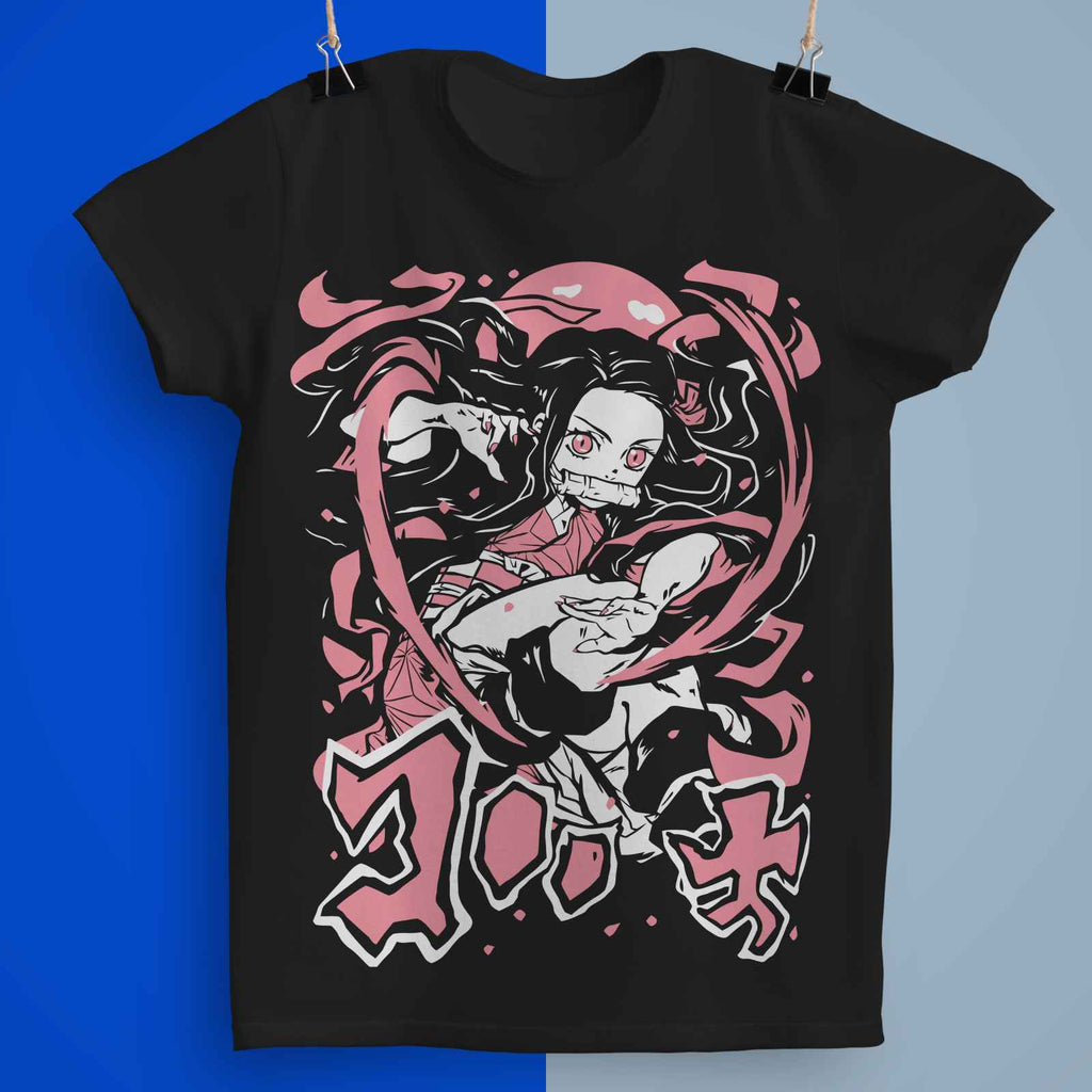 Playera Nezuko Kamado Kimetsu no Yaiba 100% Algodón Cuello Redondo Manga Corta Premium Unisex Color Negro