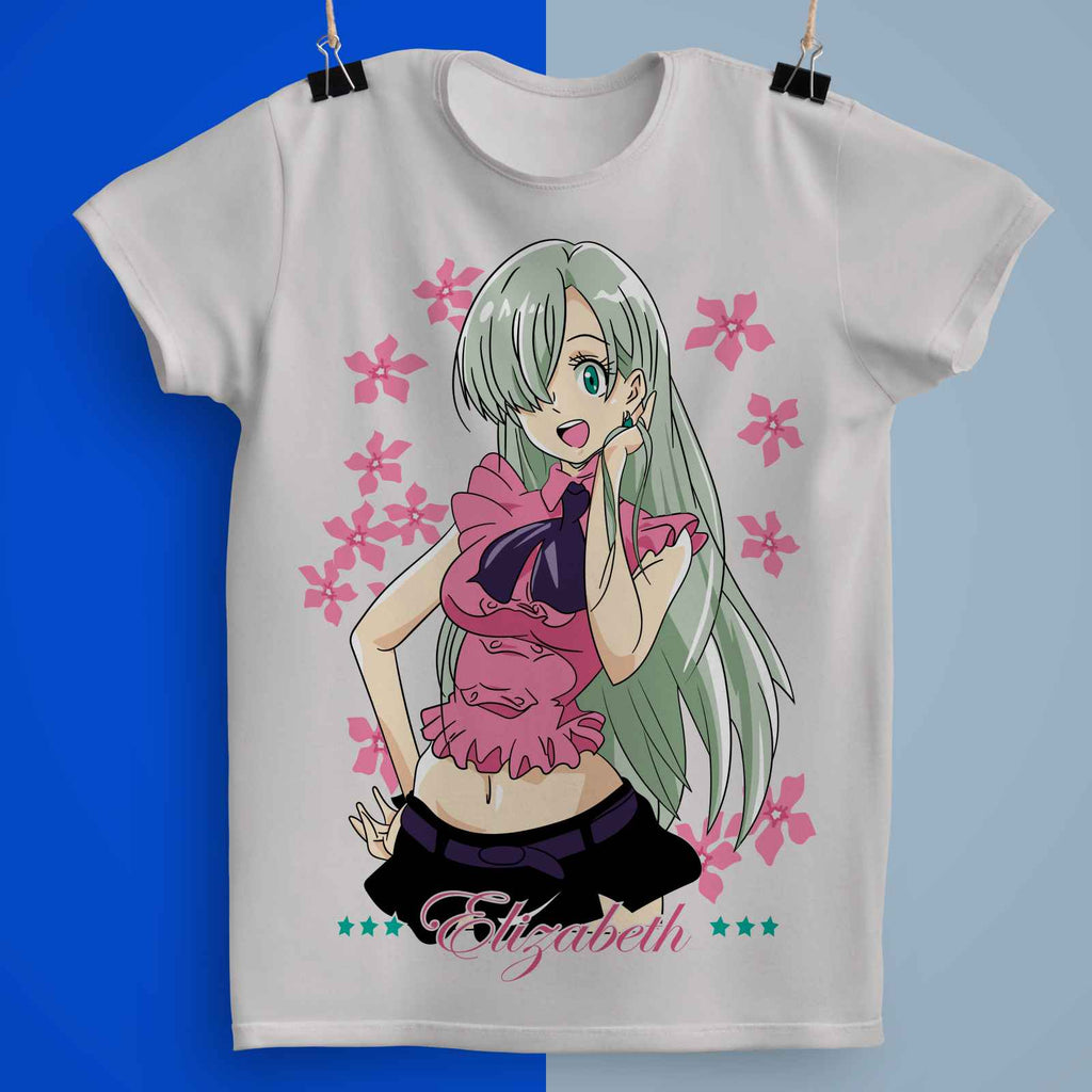 Playera Elizabeth Liones De Los 7 Pecados Capitales 100% Algodón Cuello Redondo Manga Corta Premium Unisex Color Blanco