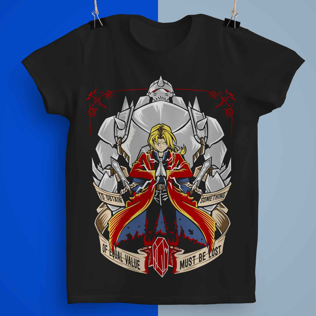 Playera Edward Elric Fullmetal Alchemist  100% Algodón Cuello Redondo Manga Corta Premium Unisex Color Negro