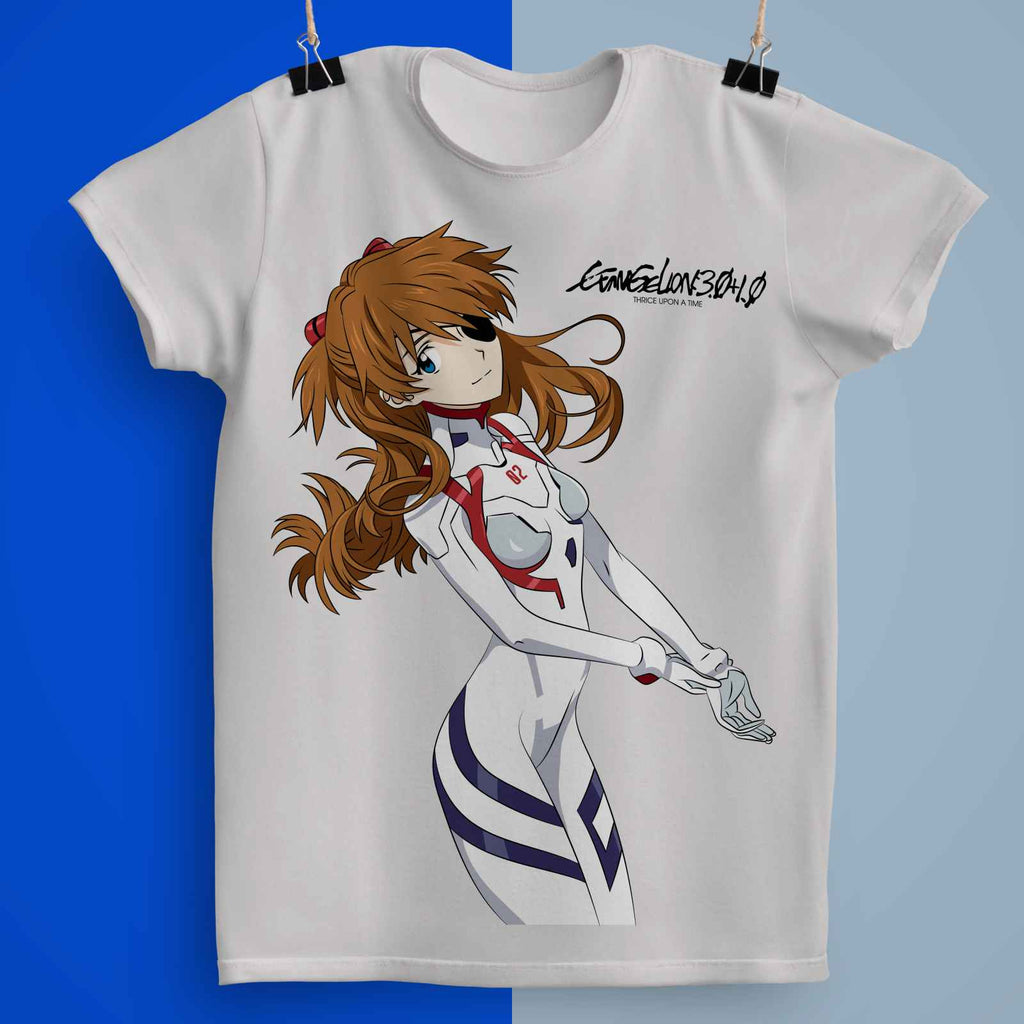 Playera Evangelion 100% Algodón Cuello Redondo Manga Corta Premium Unisex Color Blanco