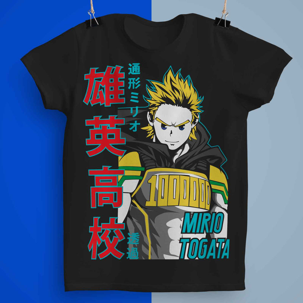 Playera Mirio Togata 100% Algodón Cuello Redondo Manga Corta Premium Unisex Color Negro