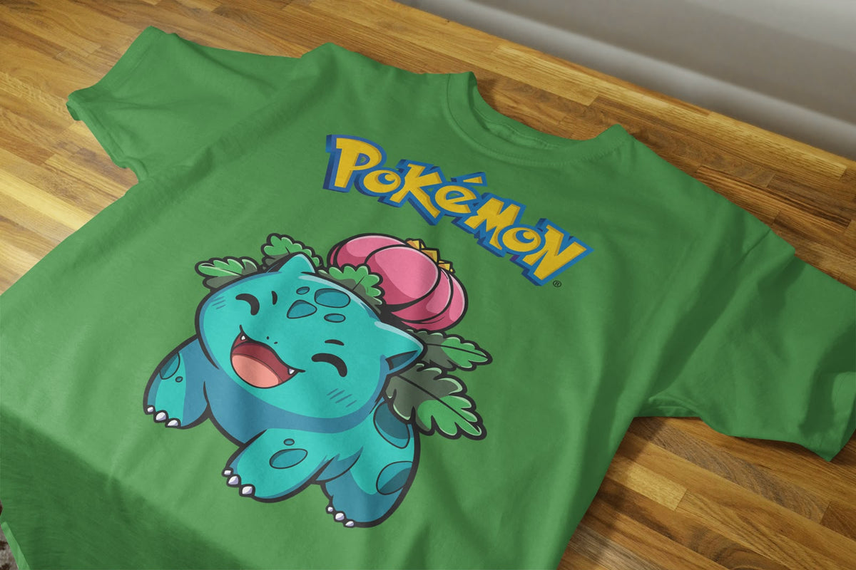 Playera Lvysaur Pokémon 100% Algodón Cuello Redondo Manga Corta Premium Unisex Color Verde