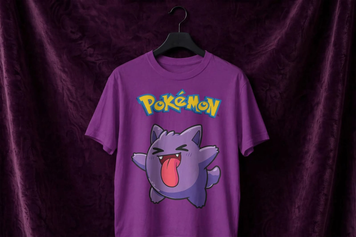 Playera Gengar Pokémon 100% Algodón Cuello Redondo Manga Corta Premium Unisex Color Morado