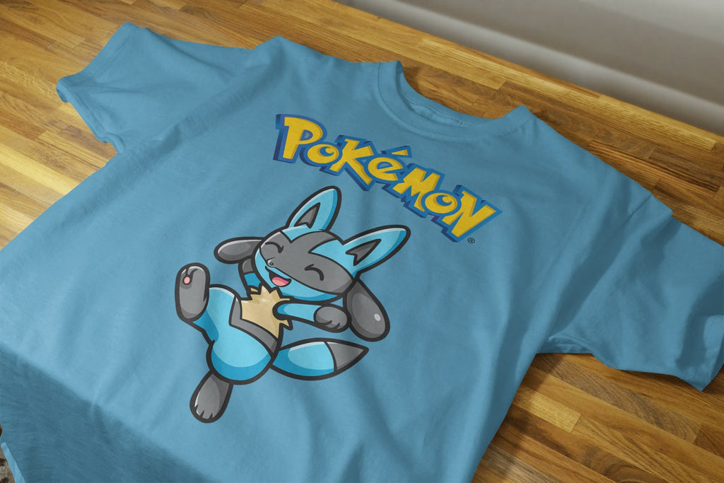 Playera Lucario Pokémon 100% Algodón Cuello Redondo Manga Corta Premium Unisex Color Azul