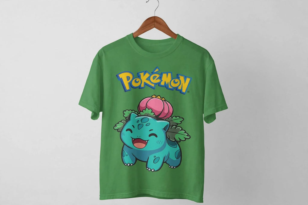 Playera Lvysaur Pokémon 100% Algodón Cuello Redondo Manga Corta Premium Unisex Color Verde