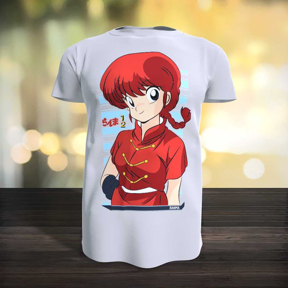 Playera Ranma 1\2 100% Algodón Cuello Redondo Manga Corta Premium Unisex Color Blanco