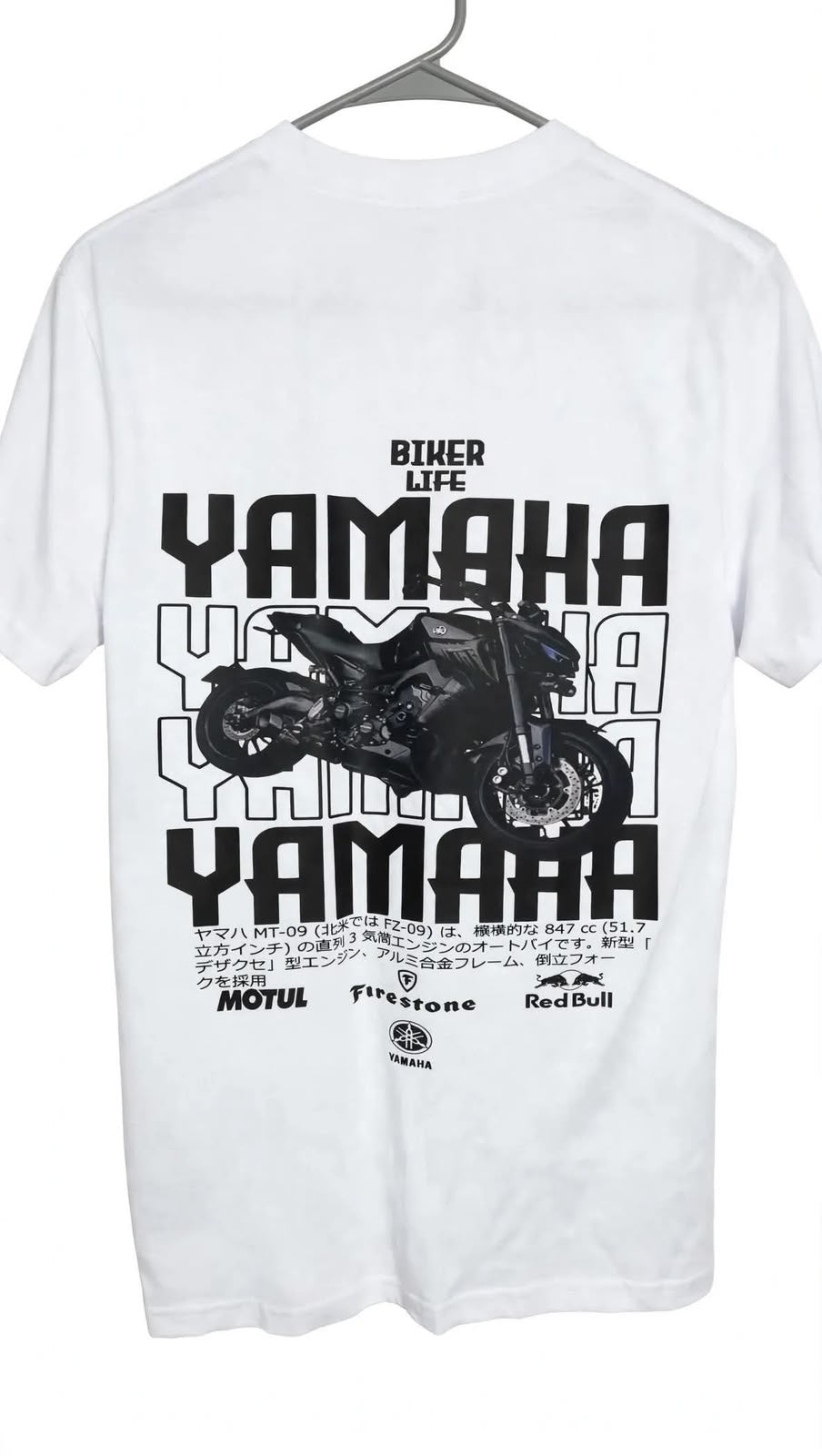 Playera Yamaha 100% Algodón Cuello Redondo Manga Corta Premium Unisex Color Blanco