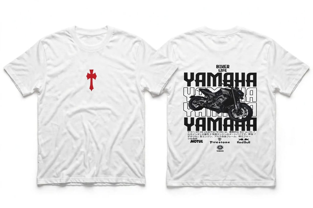 Playera Yamaha 100% Algodón Cuello Redondo Manga Corta Premium Unisex Color Blanco