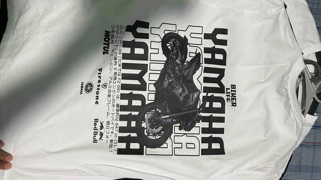 Playera Yamaha 100% Algodón Cuello Redondo Manga Corta Premium Unisex Color Blanco