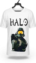 Playera Halo 100% Algodón Cuello Redondo Manga Corta Premium Unisex Color Blanco