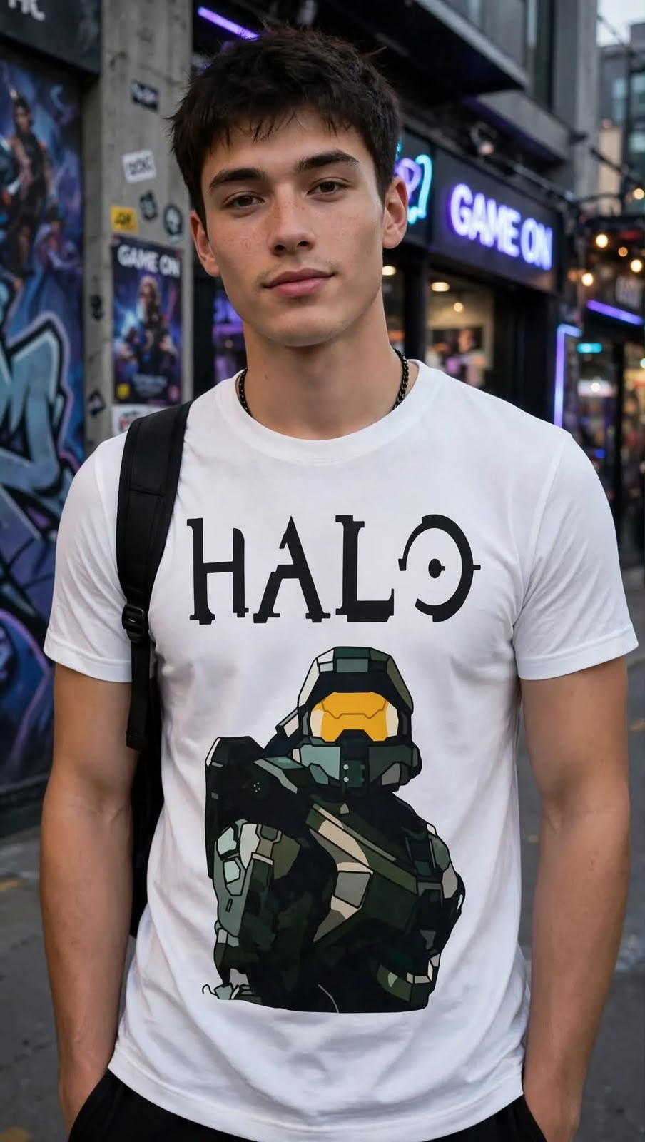 Playera Halo 100% Algodón Cuello Redondo Manga Corta Premium Unisex Color Blanco