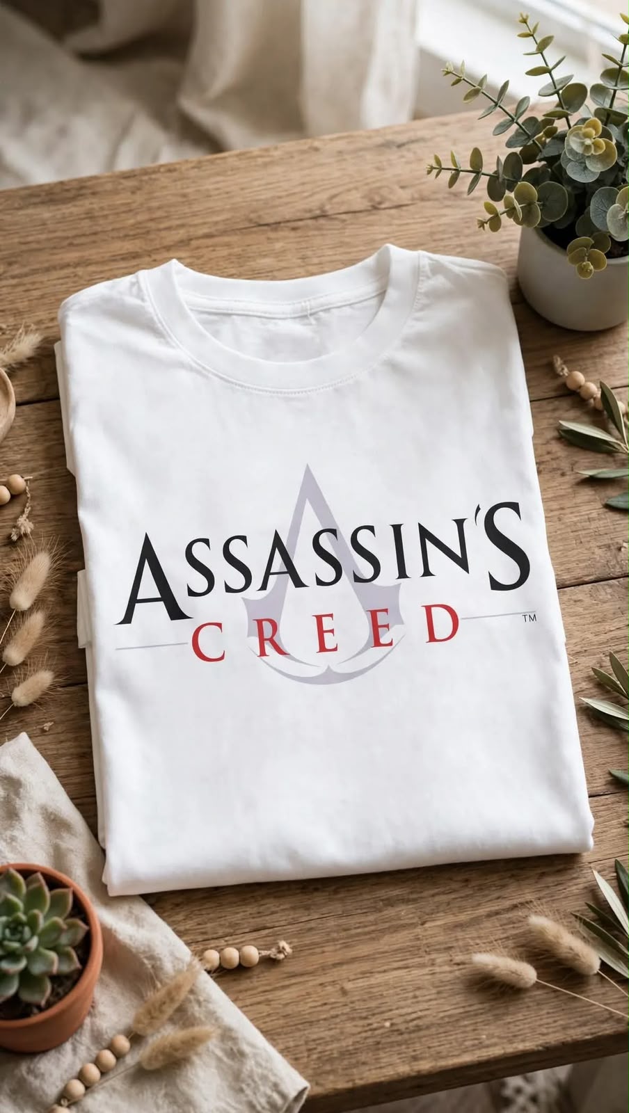 Playera Assassin´s Creed 100% Algodón Cuello Redondo Manga Corta Premium Unisex Color Blanco