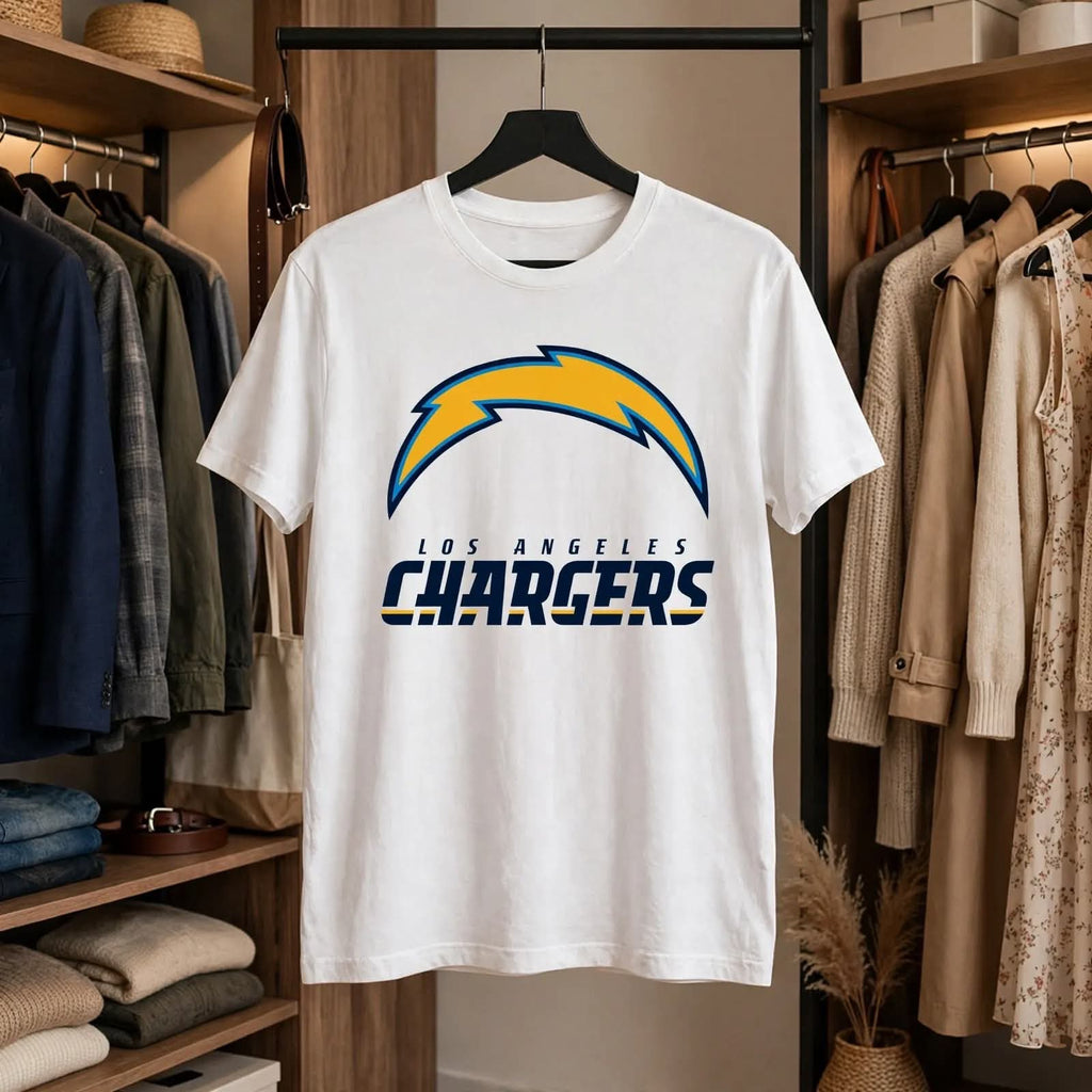 Playera Los Angeles Chargers 100% Algodón Cuello Redondo Manga Corta Premium Unisex Color Blanco