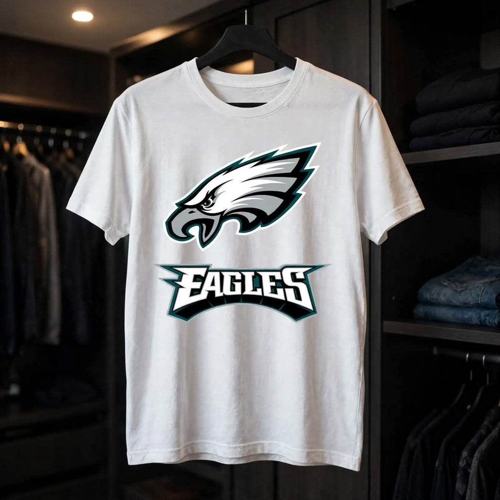 Playera Eagles 100% Algodón Cuello Redondo Manga Corta Premium Unisex Color Blanco