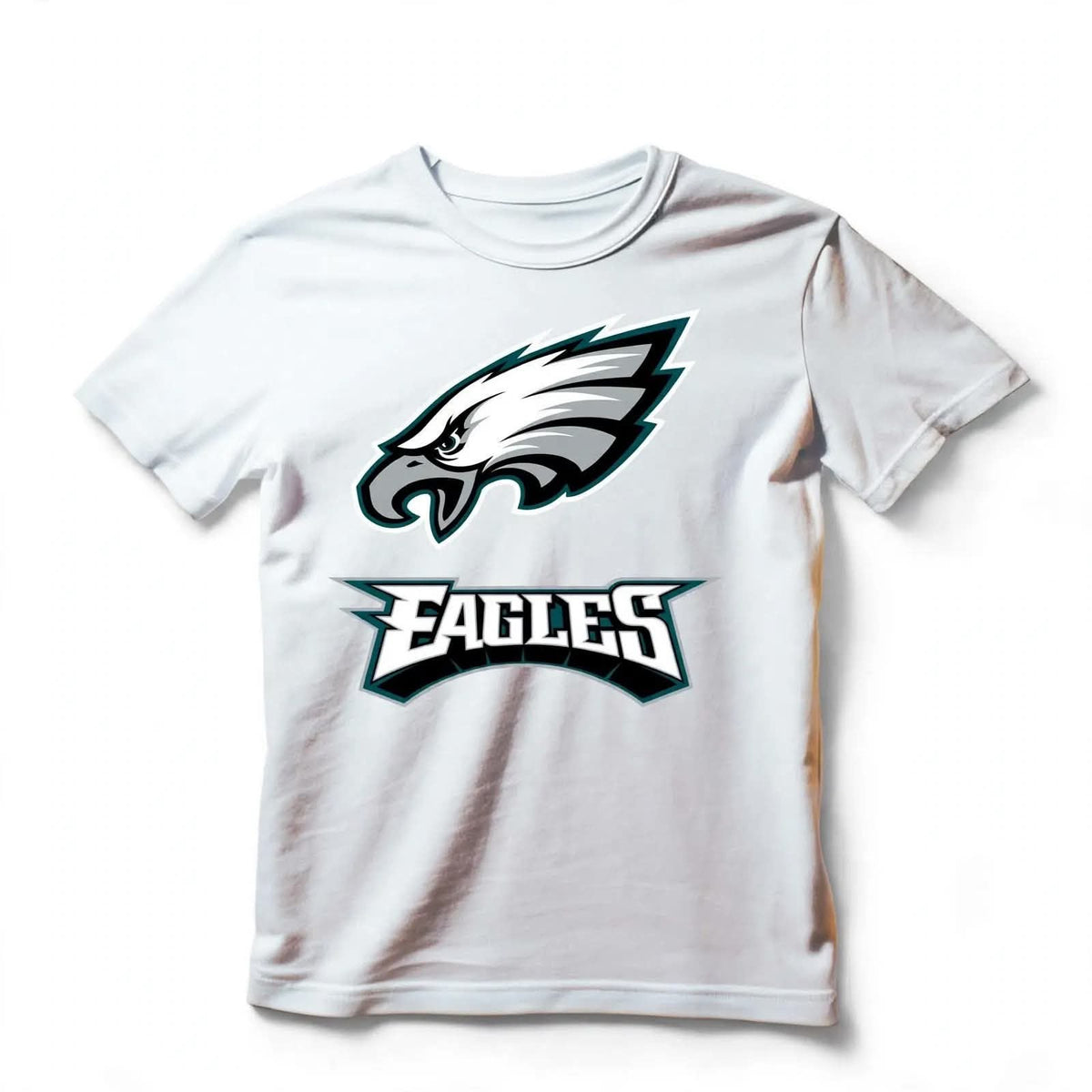 Playera Eagles 100% Algodón Cuello Redondo Manga Corta Premium Unisex Color Blanco