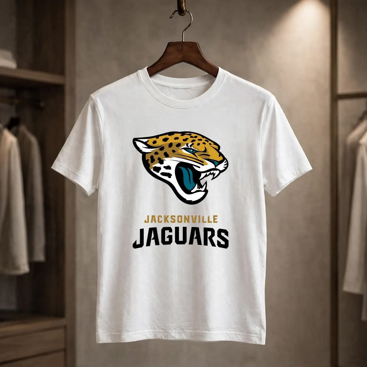 Playera Jacksonville Jaguars 100% Algodón Cuello Redondo Manga Corta Premium Unisex Color Blanco
