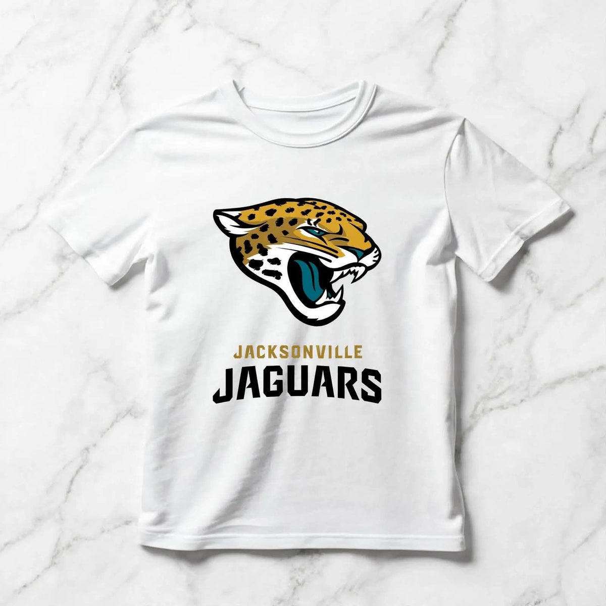 Playera Jacksonville Jaguars 100% Algodón Cuello Redondo Manga Corta Premium Unisex Color Blanco