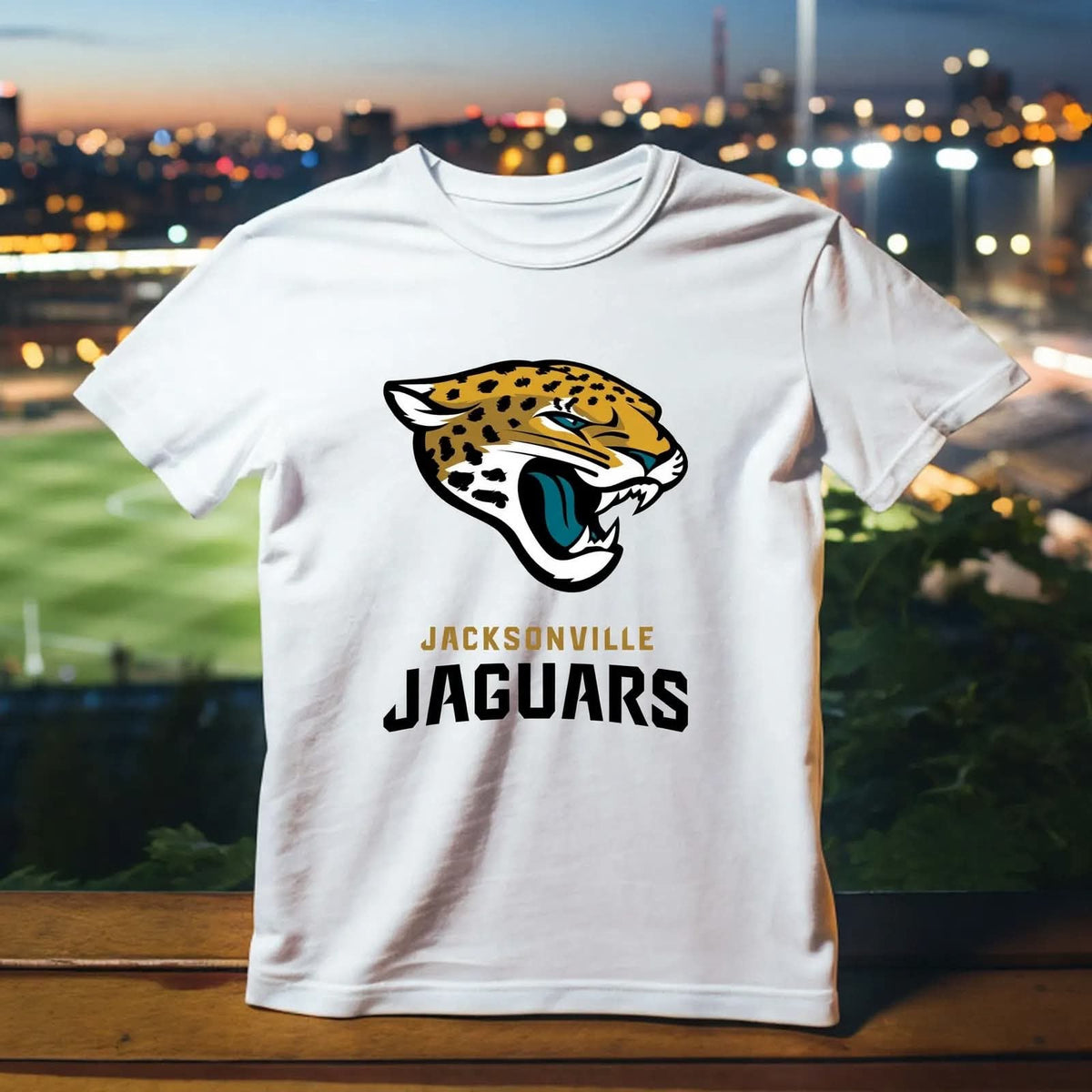 Playera Jacksonville Jaguars 100% Algodón Cuello Redondo Manga Corta Premium Unisex Color Blanco