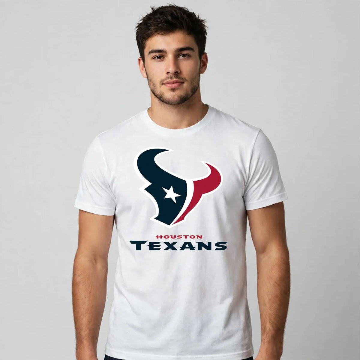 Playera Houston Texans 100% Algodón Cuello Redondo Manga Corta Premium Unisex Color Blanco