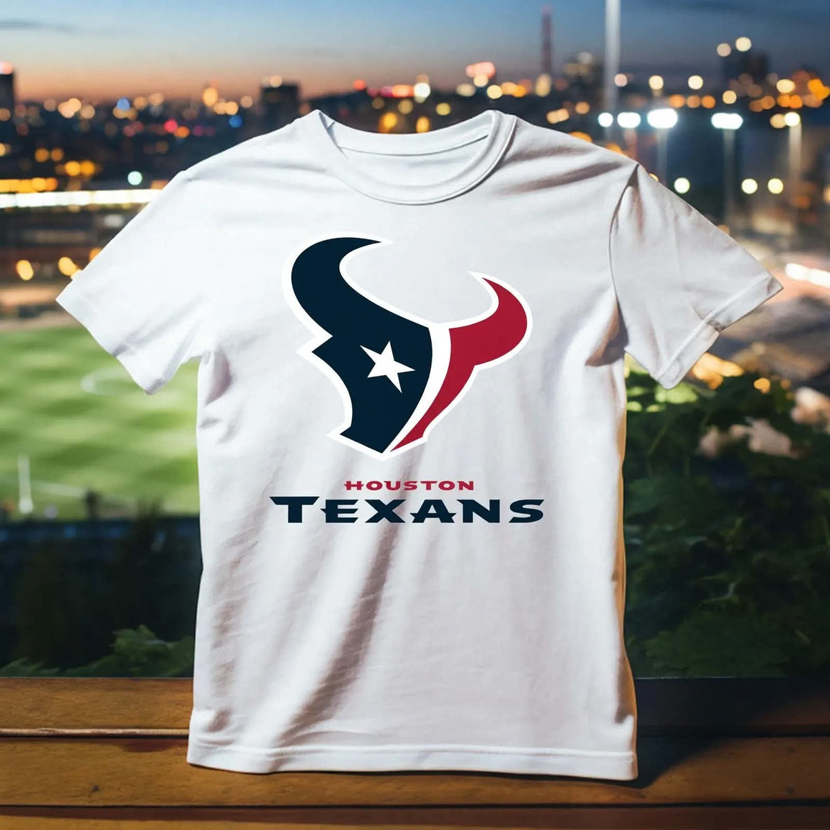 Playera Houston Texans 100% Algodón Cuello Redondo Manga Corta Premium Unisex Color Blanco