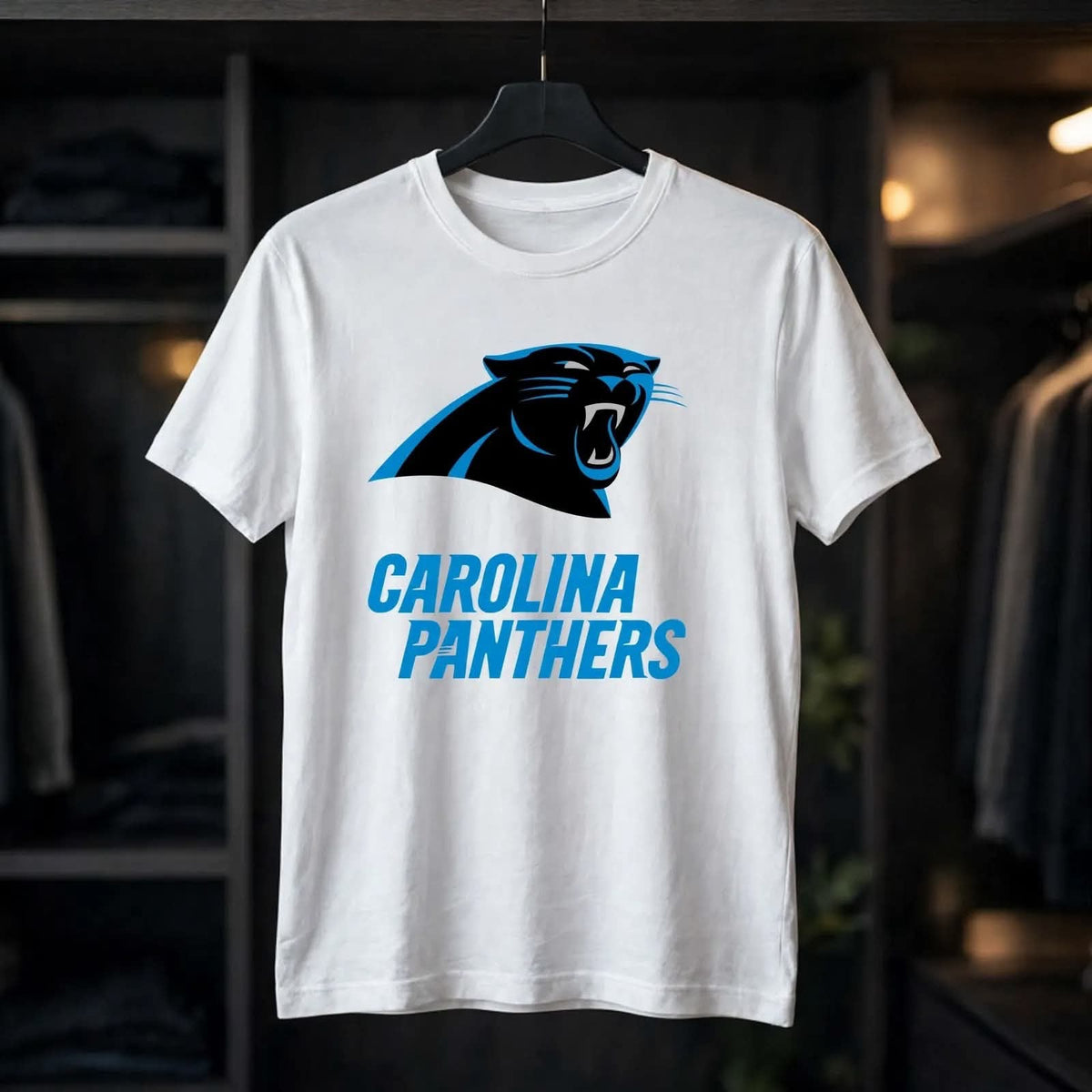 Playera Carolina Panthers 100% Algodón Cuello Redondo Manga Corta Premium Unisex Color Blanco