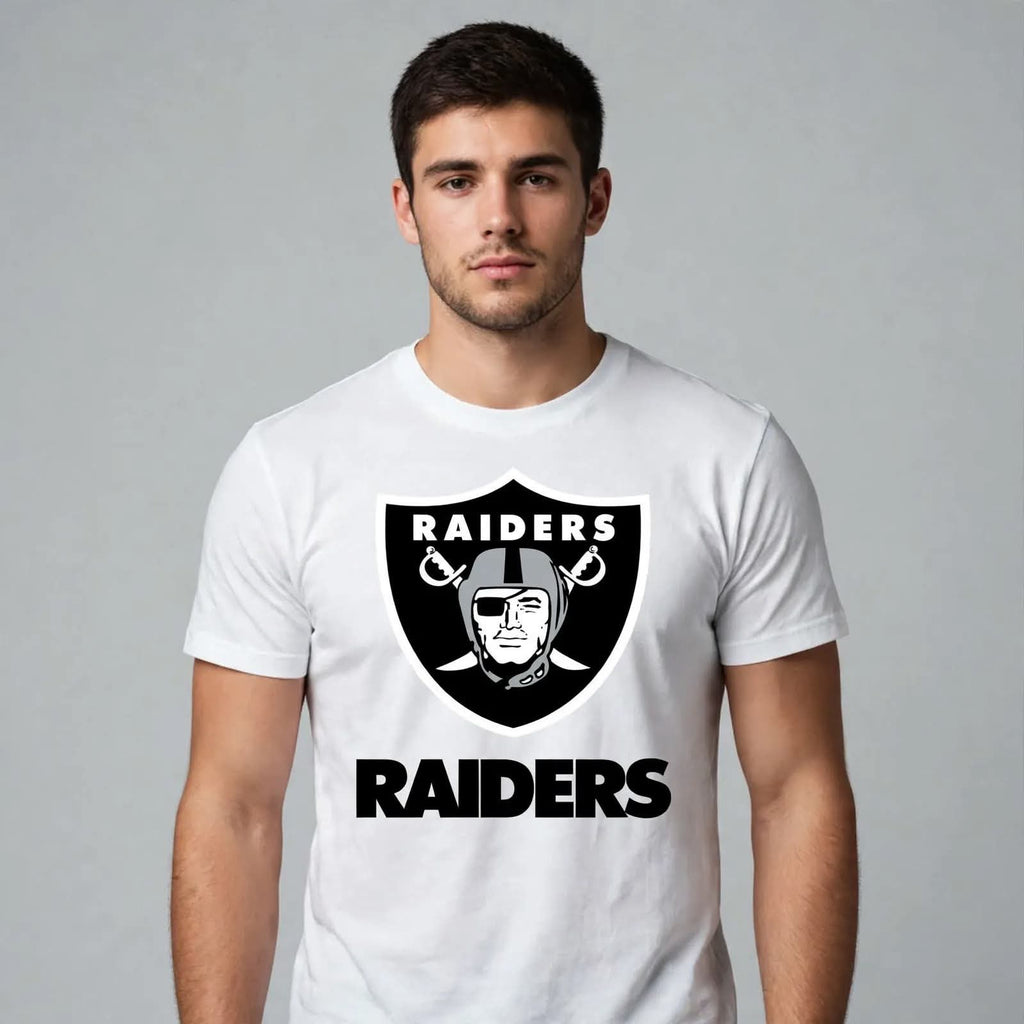 Playera Raiders 100% Algodón Cuello Redondo Manga Corta Premium Unisex Color Blanco