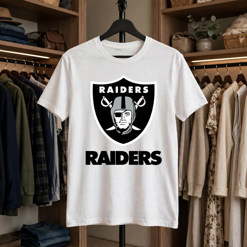 Playera Raiders 100% Algodón Cuello Redondo Manga Corta Premium Unisex Color Blanco