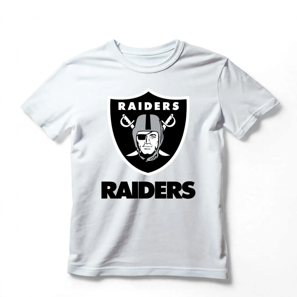 Playera Raiders 100% Algodón Cuello Redondo Manga Corta Premium Unisex Color Blanco