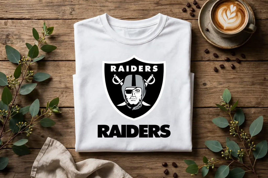 Playera Raiders 100% Algodón Cuello Redondo Manga Corta Premium Unisex Color Blanco