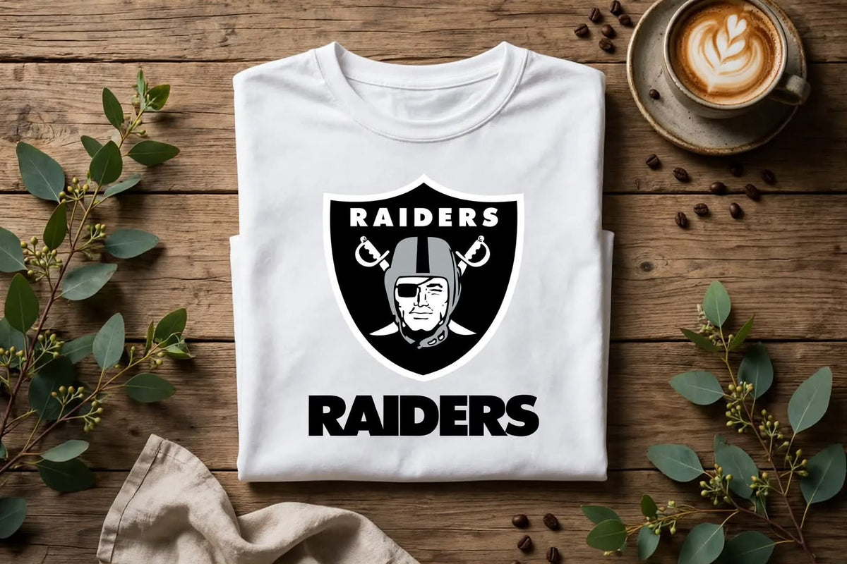 Playera Raiders 100% Algodón Cuello Redondo Manga Corta Premium Unisex Color Blanco