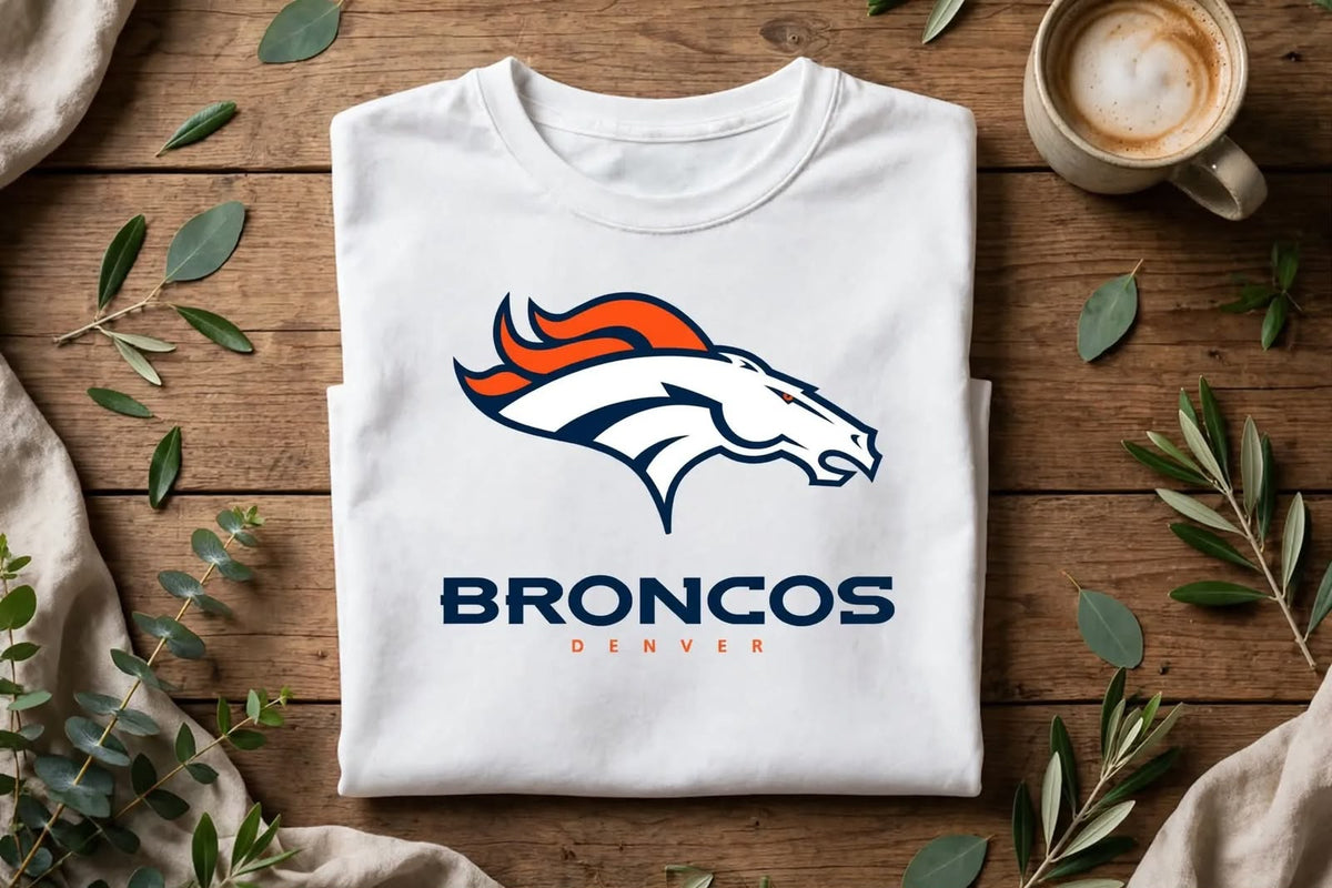 Playera Broncos Denver 100% Algodón Cuello Redondo Manga Corta Premium Unisex Color Blanco