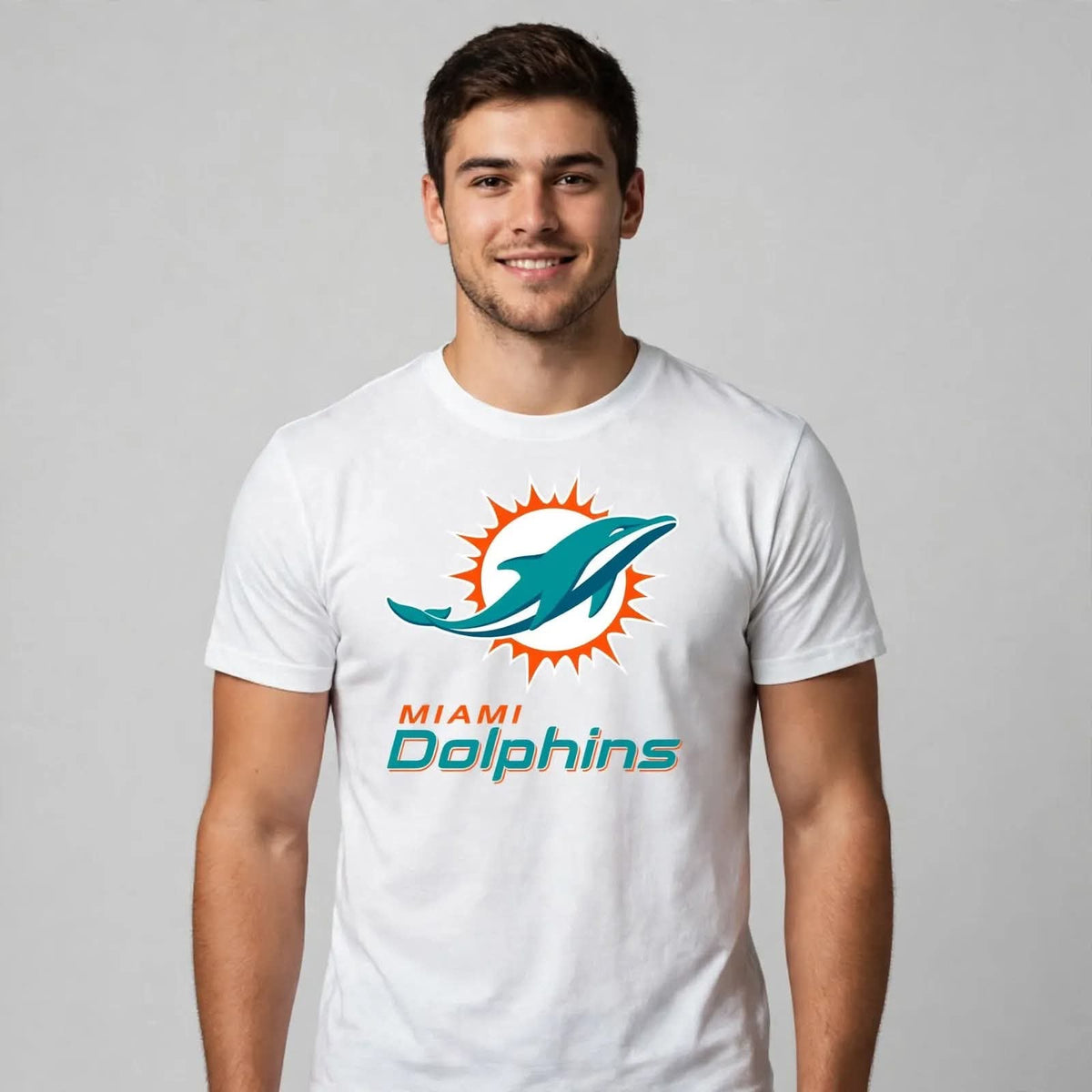 Playera Miami Dolphins 100% Algodón Cuello Redondo Manga Corta Premium Unisex Color Blanco