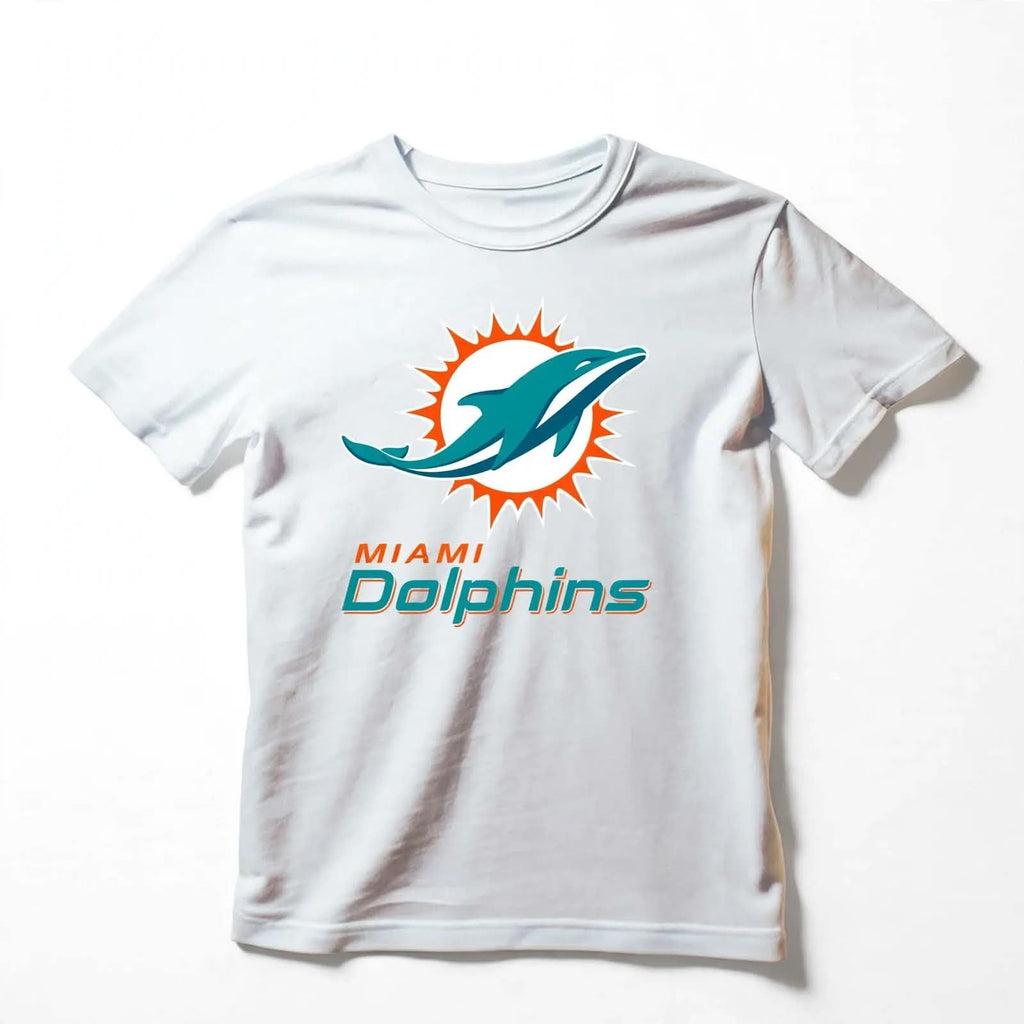 Playera Miami Dolphins 100% Algodón Cuello Redondo Manga Corta Premium Unisex Color Blanco