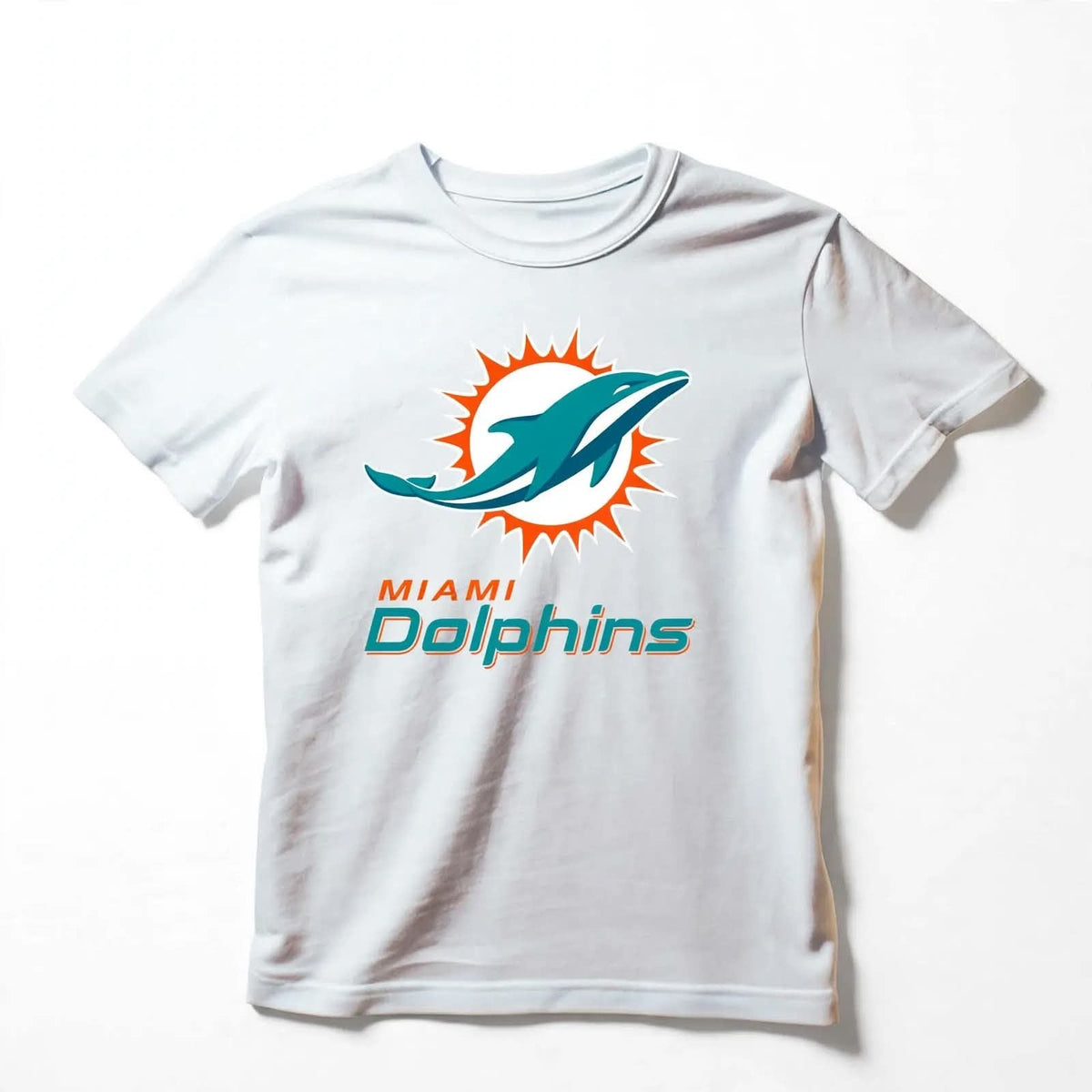 Playera Miami Dolphins 100% Algodón Cuello Redondo Manga Corta Premium Unisex Color Blanco