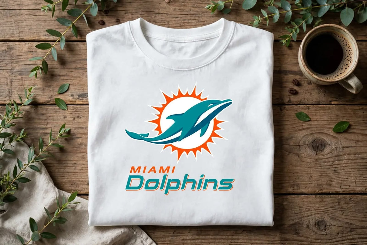 Playera Miami Dolphins 100% Algodón Cuello Redondo Manga Corta Premium Unisex Color Blanco