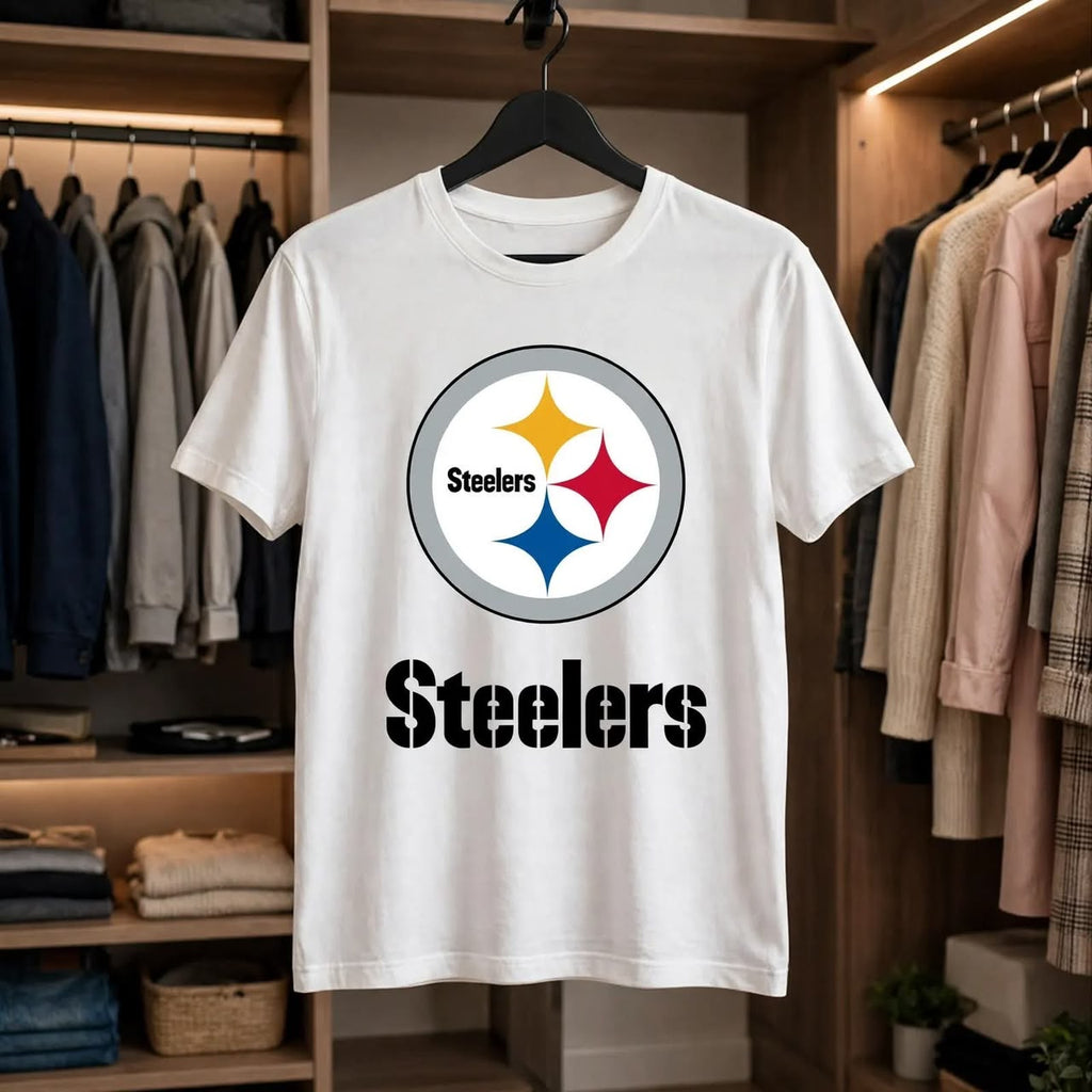Playera Steelers 100% Algodón Cuello Redondo Manga Corta Premium Unisex Color Blanco