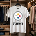 Playera Steelers 100% Algodón Cuello Redondo Manga Corta Premium Unisex Color Blanco