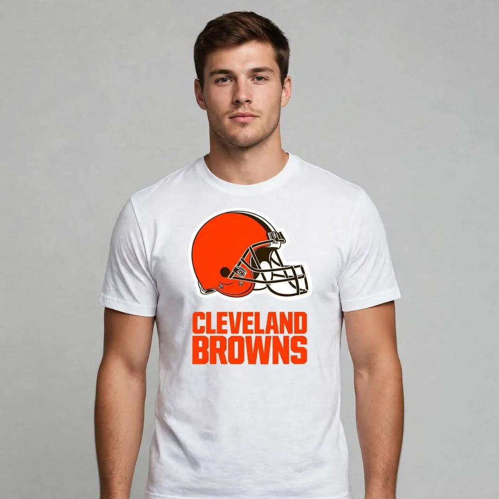 Playera Cleveland Browns 100% Algodón Cuello Redondo Manga Corta Premium Unisex Color Blanco