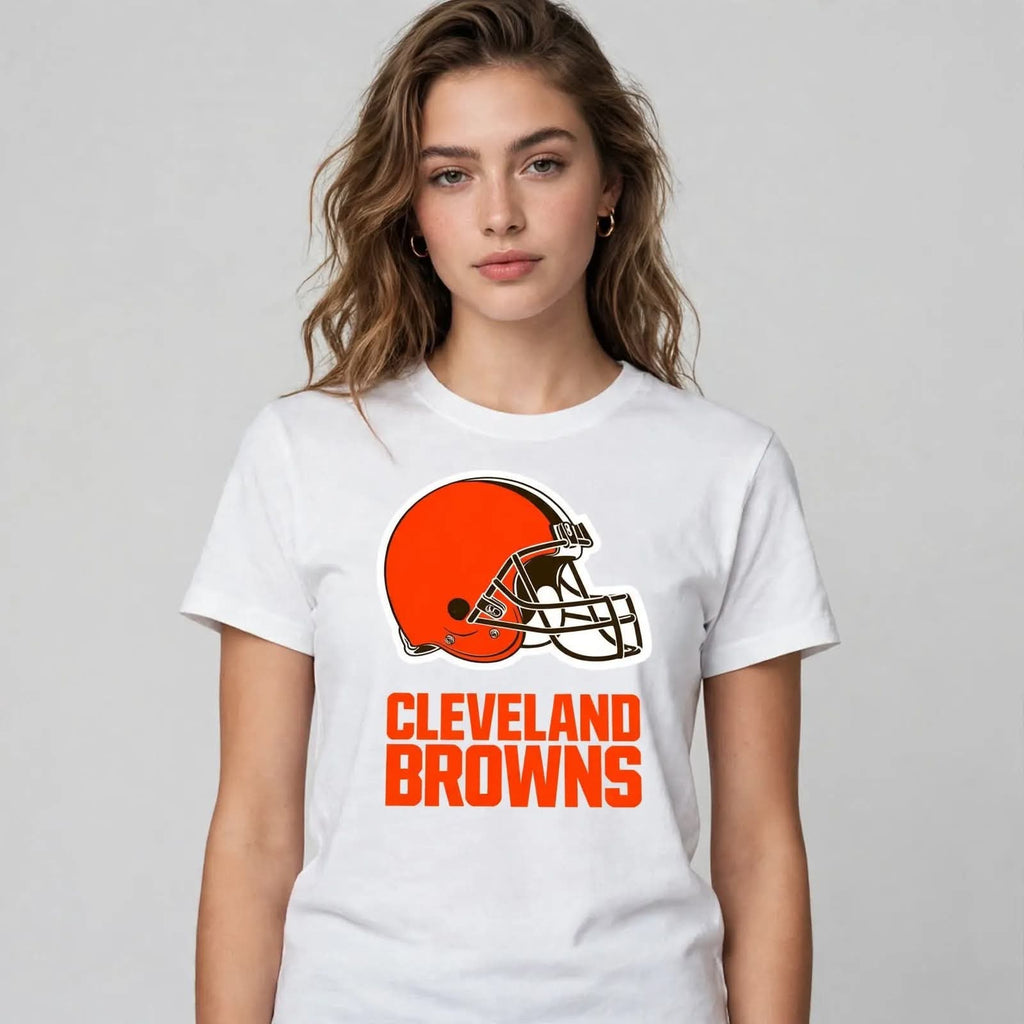 Playera Cleveland Browns 100% Algodón Cuello Redondo Manga Corta Premium Unisex Color Blanco