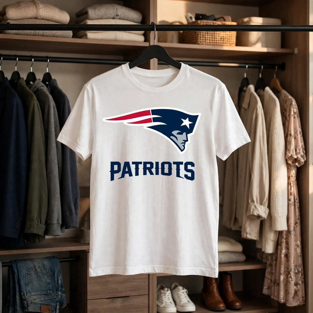 Playera Patriots 100% Algodón Cuello Redondo Manga Corta Premium Unisex Color Blanco