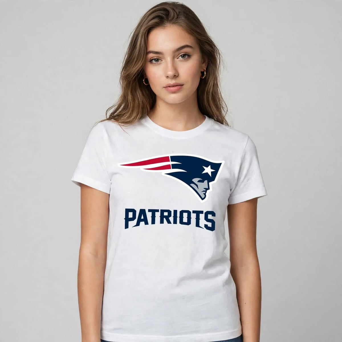 Playera Patriots 100% Algodón Cuello Redondo Manga Corta Premium Unisex Color Blanco
