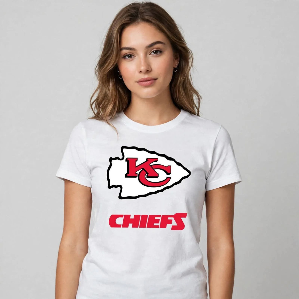 Playera Kc Chiefs 100% Algodón Cuello Redondo Manga Corta Premium Unisex Color Blanco