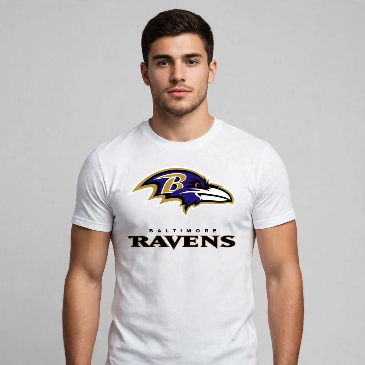 Playera Baltimore Ravens 100% Algodón Cuello Redondo Manga Corta Premium Unisex Color Blanco