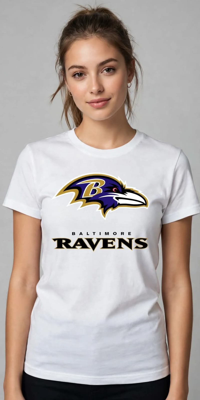 Playera Baltimore Ravens 100% Algodón Cuello Redondo Manga Corta Premium Unisex Color Blanco