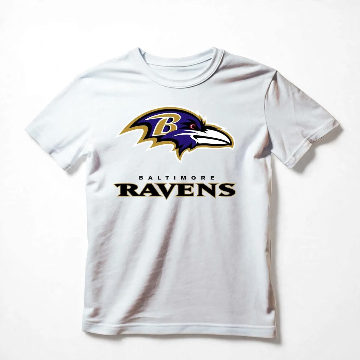 Playera Baltimore Ravens 100% Algodón Cuello Redondo Manga Corta Premium Unisex Color Blanco