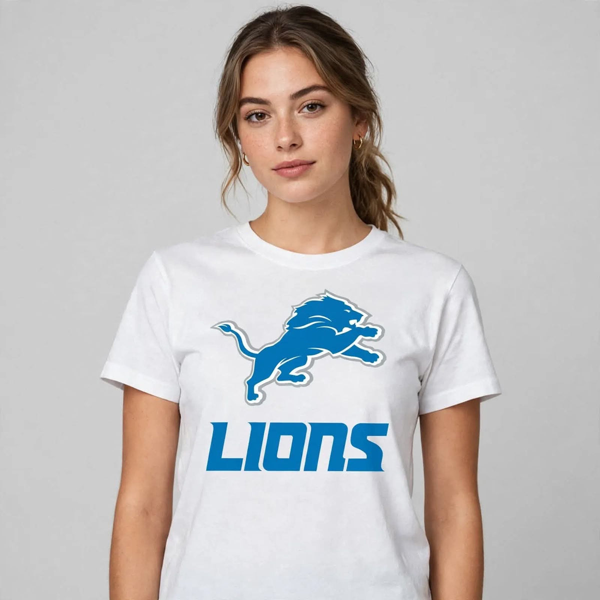 Playera Lions 100% Algodón Cuello Redondo Manga Corta Premium Unisex Color Blanco